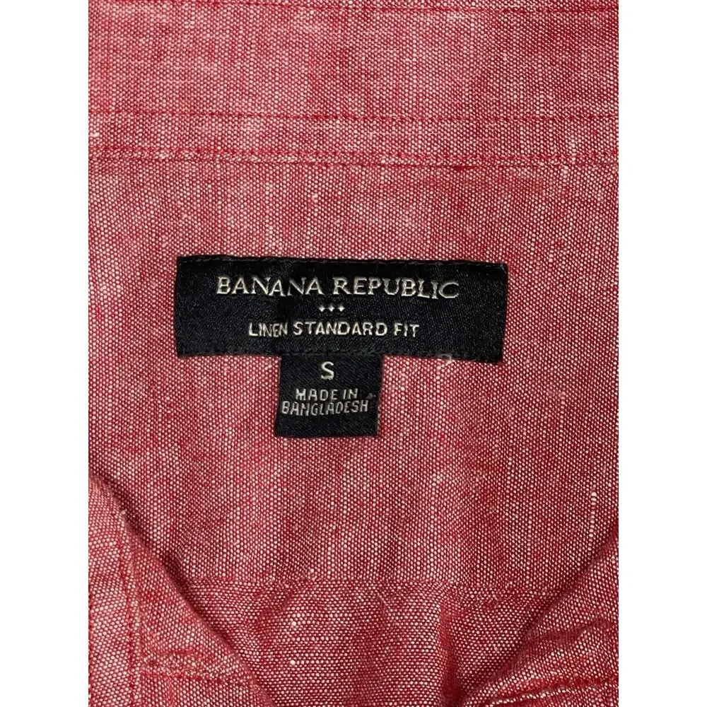 Coastal Resorts Banana Republic Men's Linen Standard Fit Button Down Shirt S Red